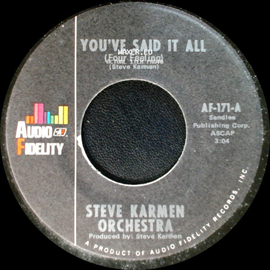 Steve Karmen Orchestra - You've Said It All (Four Feeling) / You've Said It All (Tuba Version) side A
