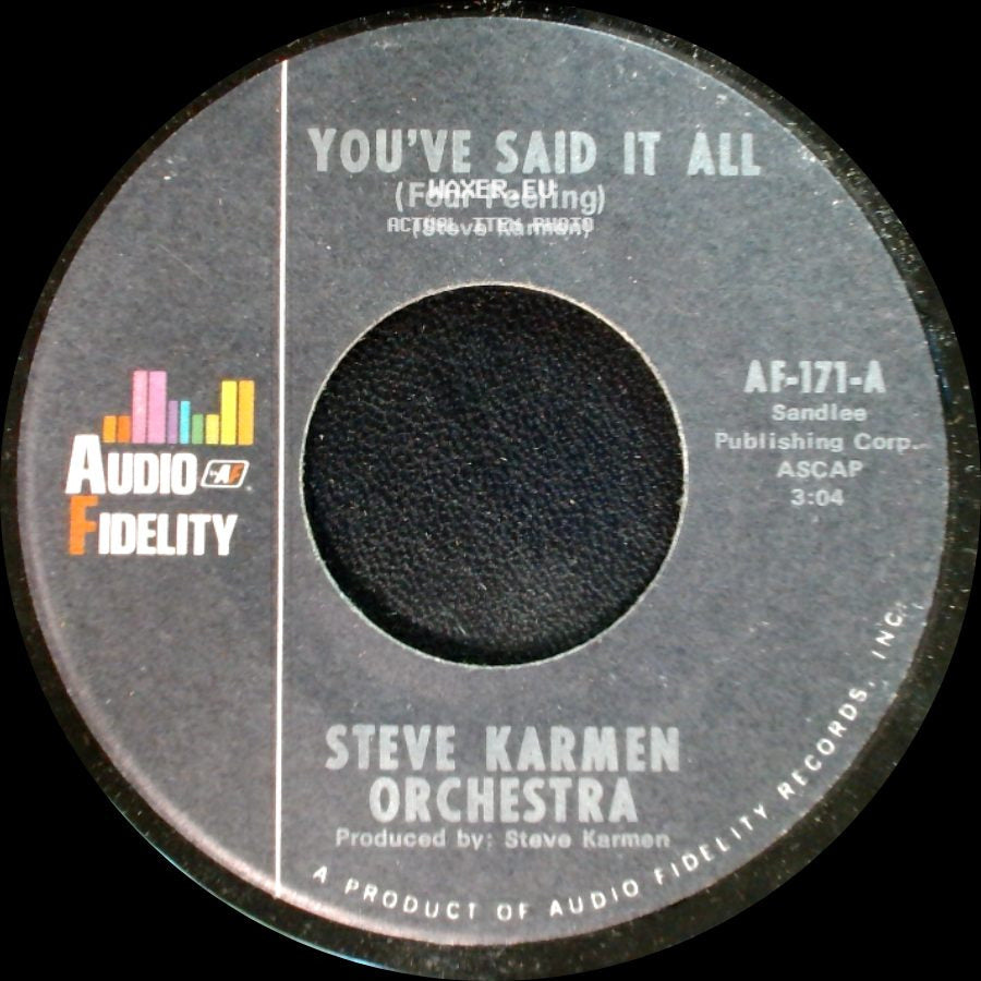Steve Karmen Orchestra - You've Said It All (Four Feeling) / You've Said It All (Tuba Version) side A