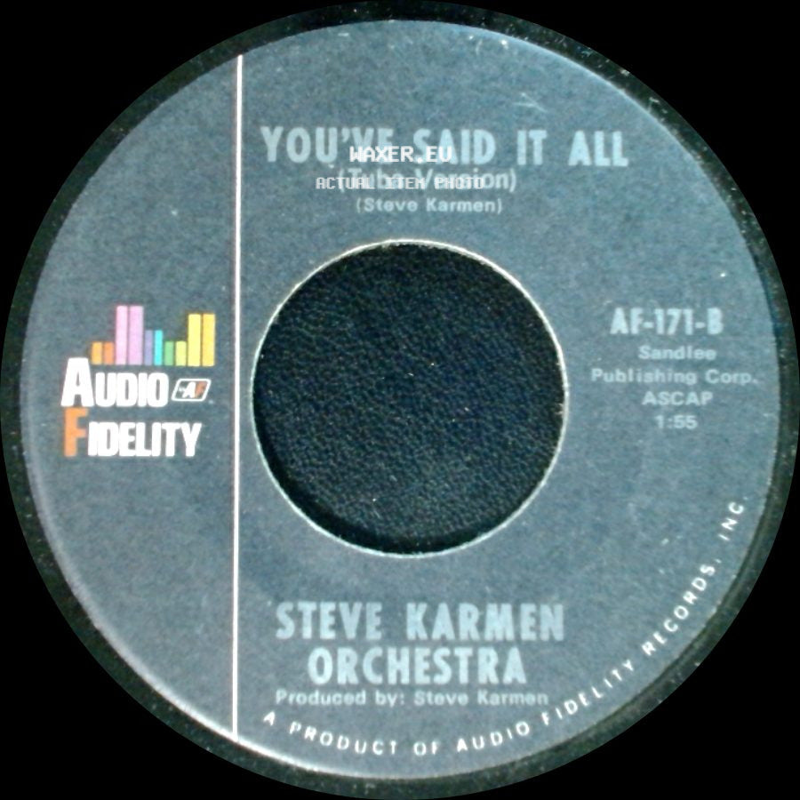 Steve Karmen Orchestra - You've Said It All (Four Feeling) / You've Said It All (Tuba Version) side B