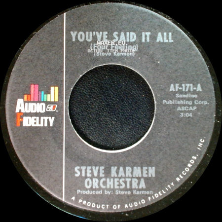 Steve Karmen Orchestra - You've Said It All (Four Feeling) / You've Said It All (Tuba Version) side A