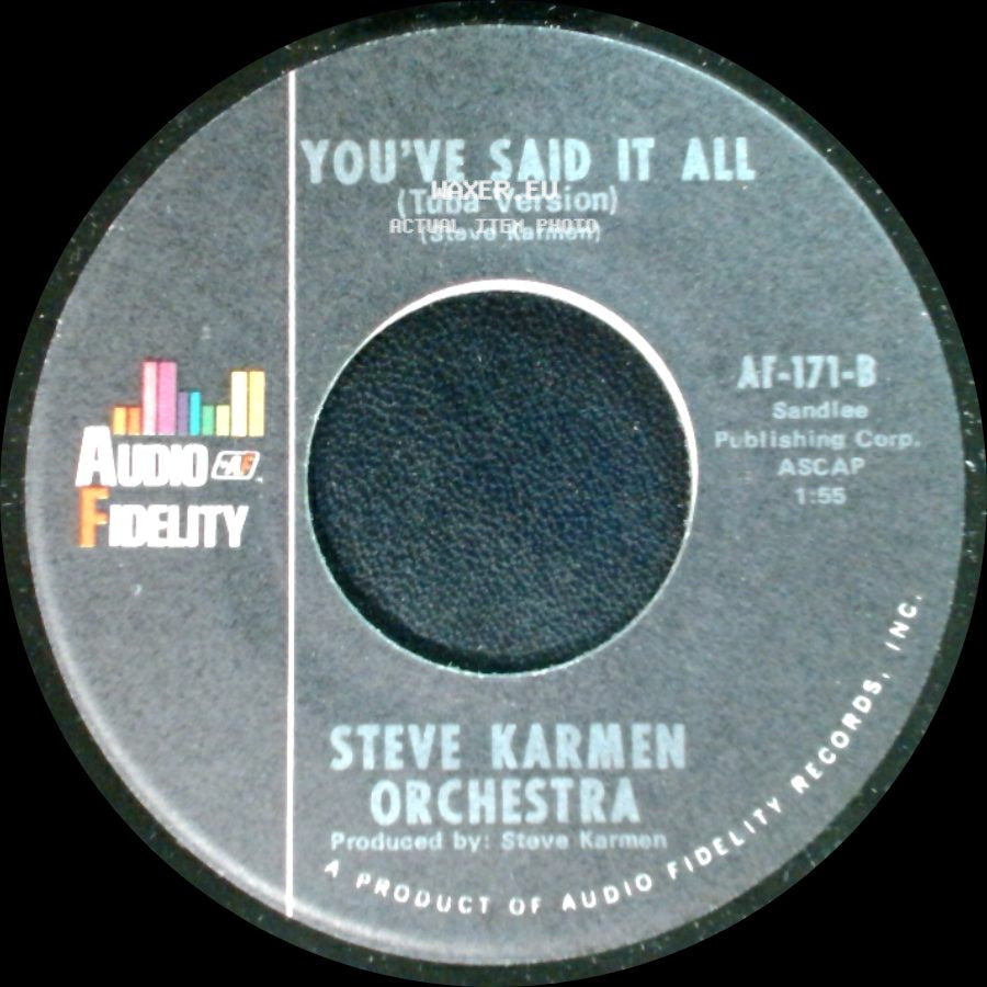 Steve Karmen Orchestra - You've Said It All (Four Feeling) / You've Said It All (Tuba Version) side B