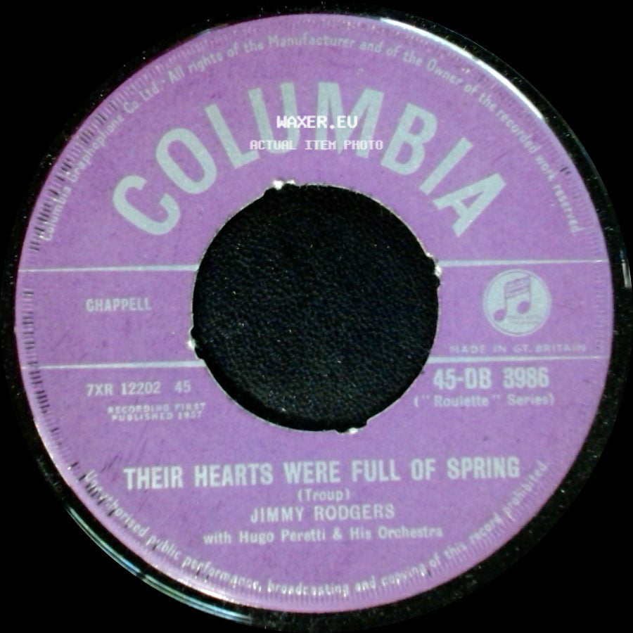 Jimmy Rodgers - Honey Comb / Their Hearts Were Full Of Spring side B
