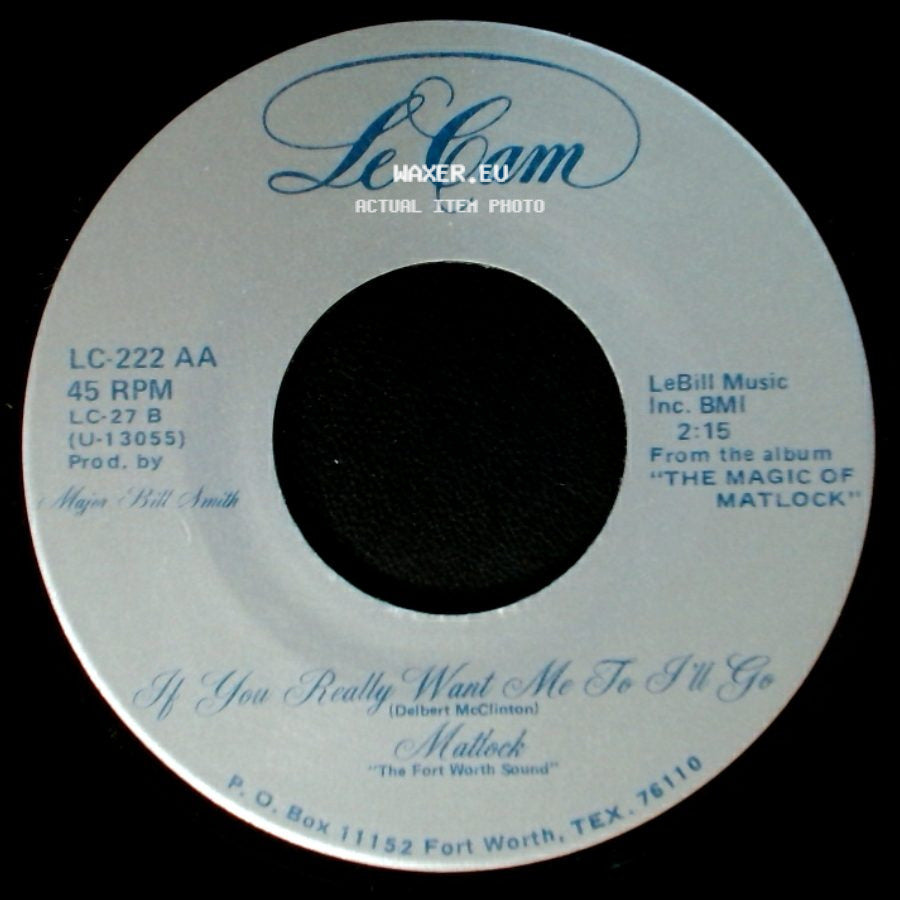 Mattock / Matlock - Oh Buddy (The Music Will Never Die) / If You Really Want Me To I'll Go side B