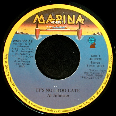 Al Johnson - It's Not Too Late / I'll Do Anything For You side A