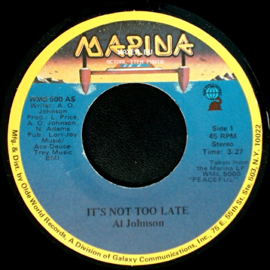 Al Johnson - It's Not Too Late / I'll Do Anything For You side A
