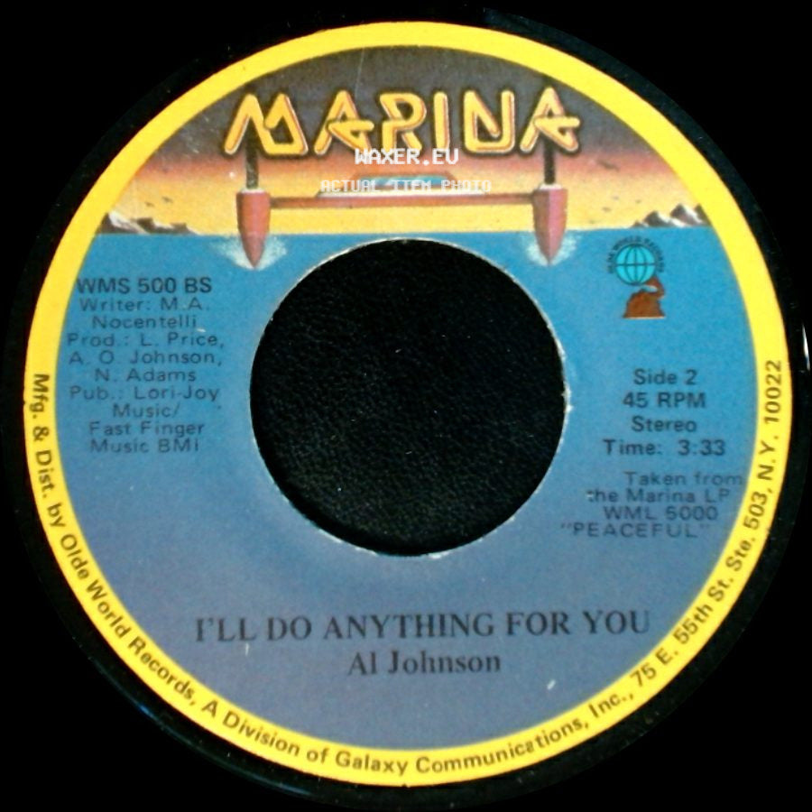 Al Johnson - It's Not Too Late / I'll Do Anything For You side B