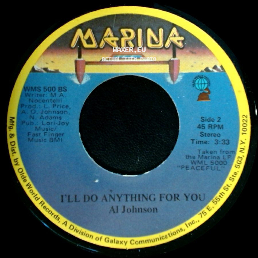 Al Johnson - It's Not Too Late / I'll Do Anything For You side B