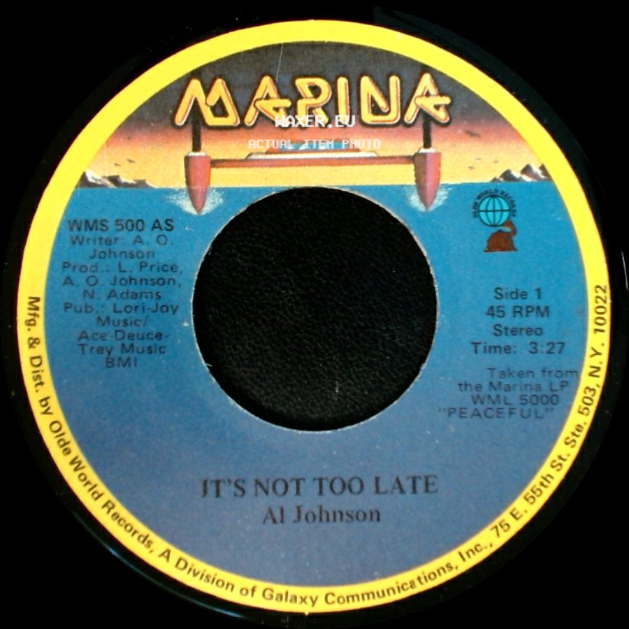 Al Johnson - It's Not Too Late / I'll Do Anything For You side A