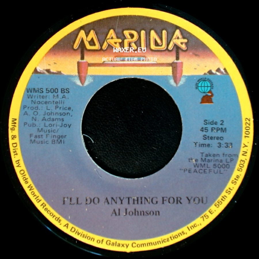 Al Johnson - It's Not Too Late / I'll Do Anything For You side B
