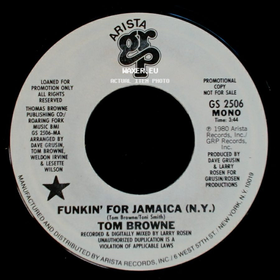 Tom Browne - Funkin' For Jamaica (N.Y.) / Funkin' For Jamaica (N.Y.) side A