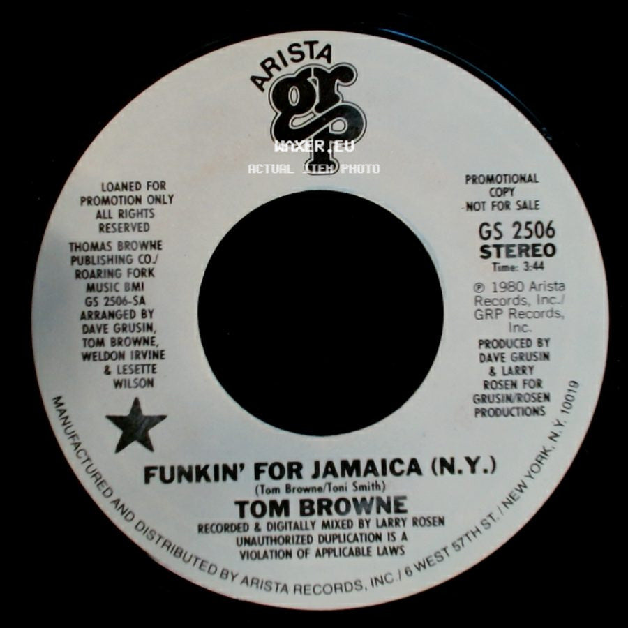 Tom Browne - Funkin' For Jamaica (N.Y.) / Funkin' For Jamaica (N.Y.) side B