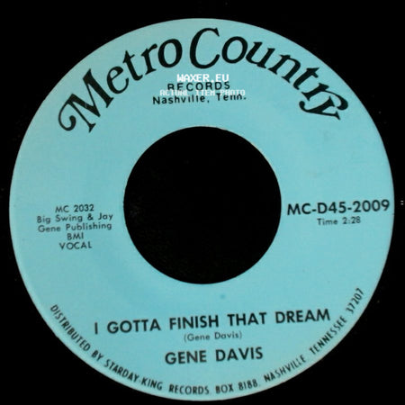 Gene Davis - I Need Help / I Gotta Finish That Dream side B