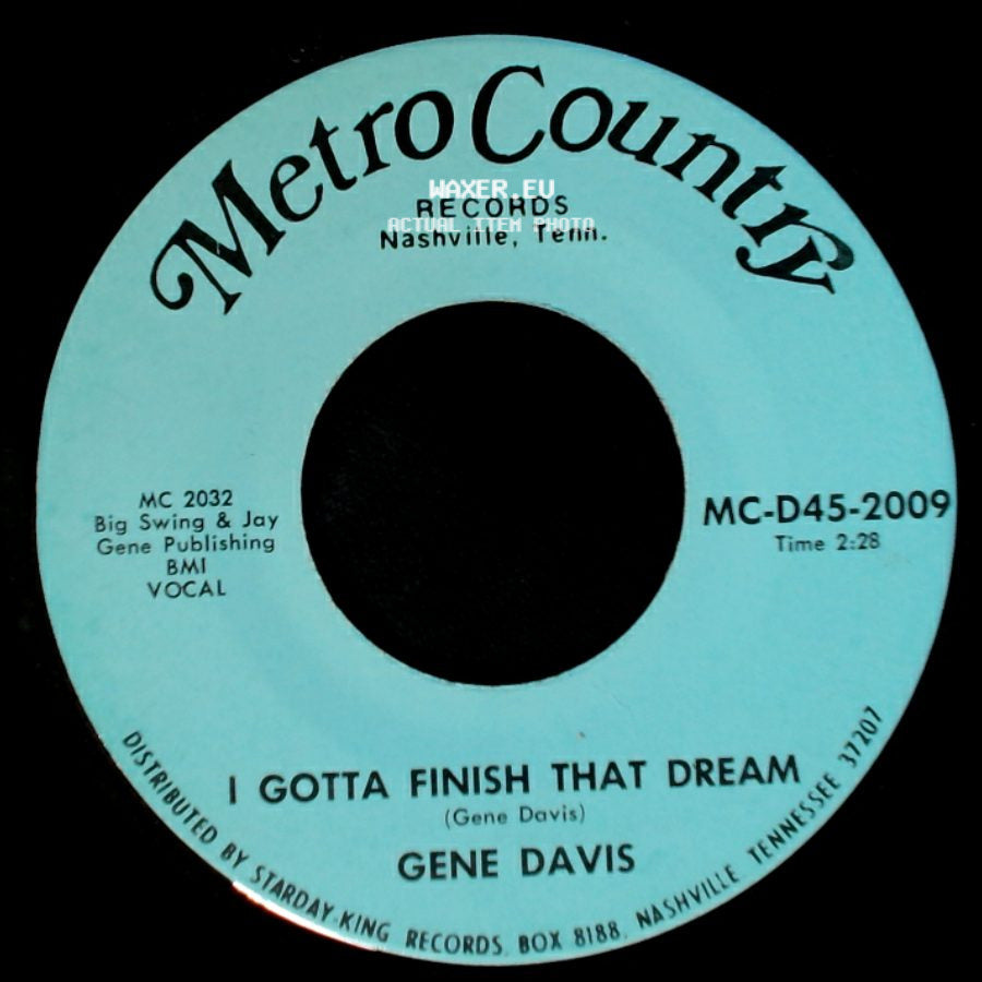 Gene Davis - I Need Help / I Gotta Finish That Dream side B