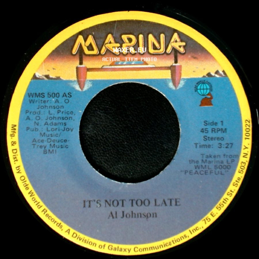Al Johnson - It's Not Too Late / I'll Do Anything For You side A