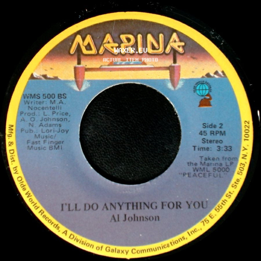 Al Johnson - It's Not Too Late / I'll Do Anything For You side B