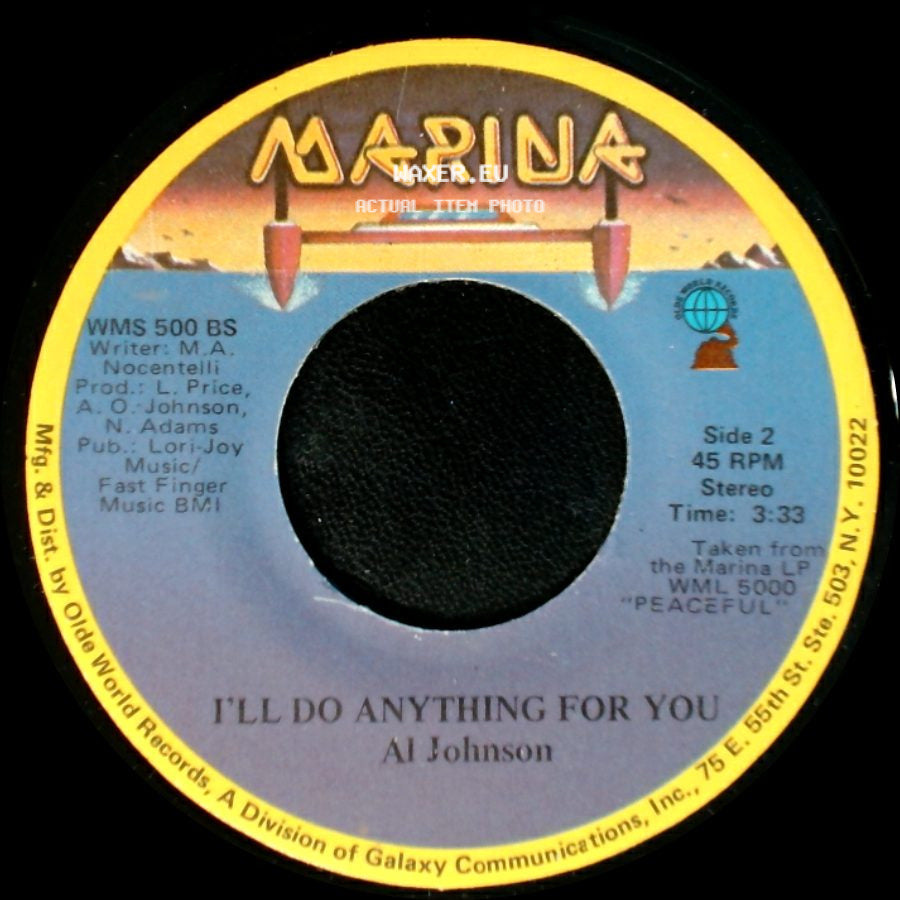 Al Johnson - It's Not Too Late / I'll Do Anything For You side B
