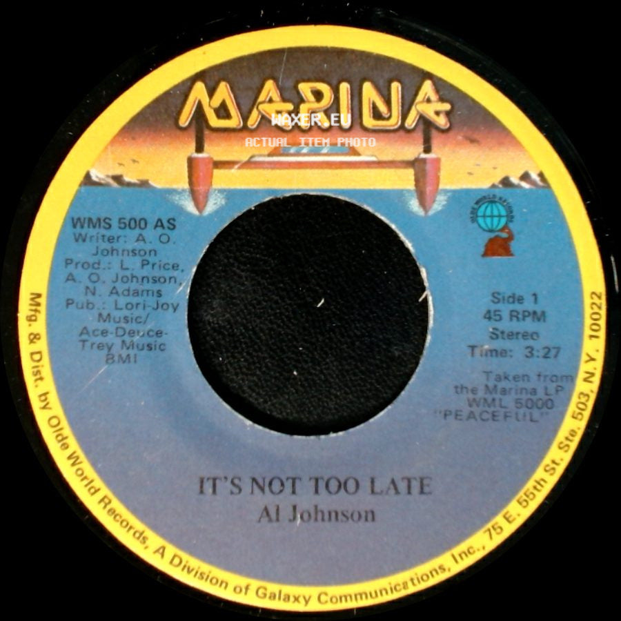 Al Johnson - It's Not Too Late / I'll Do Anything For You side A