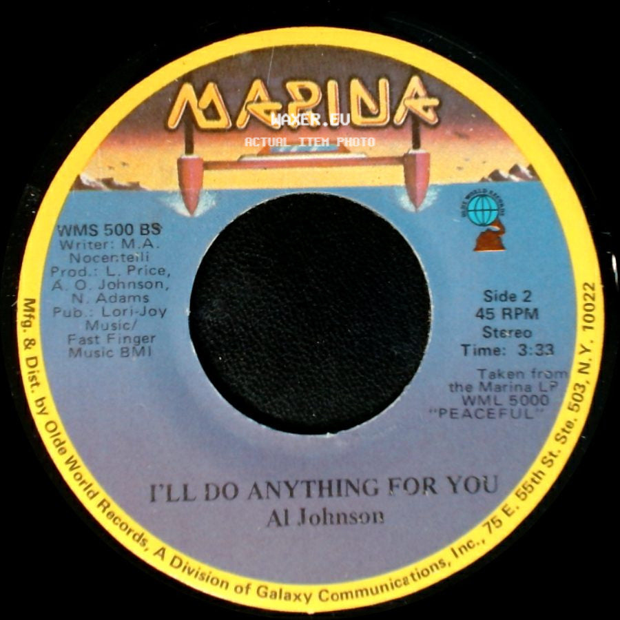 Al Johnson - It's Not Too Late / I'll Do Anything For You side B