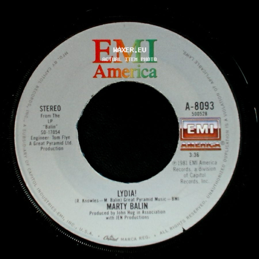 Marty Balin - Atlanta Lady (Something About Your Love) / Lydia! side B