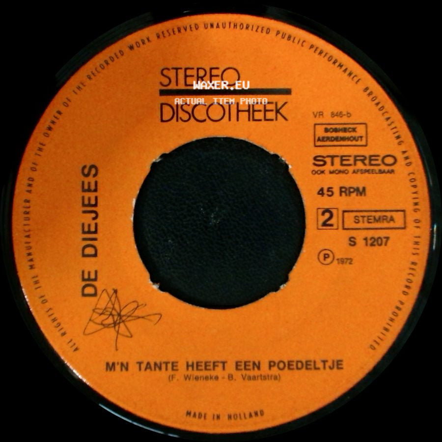 De Dijejees - Ja Gezellig Samen Uit / M'n Tante Heeft Een Poedeltje side B