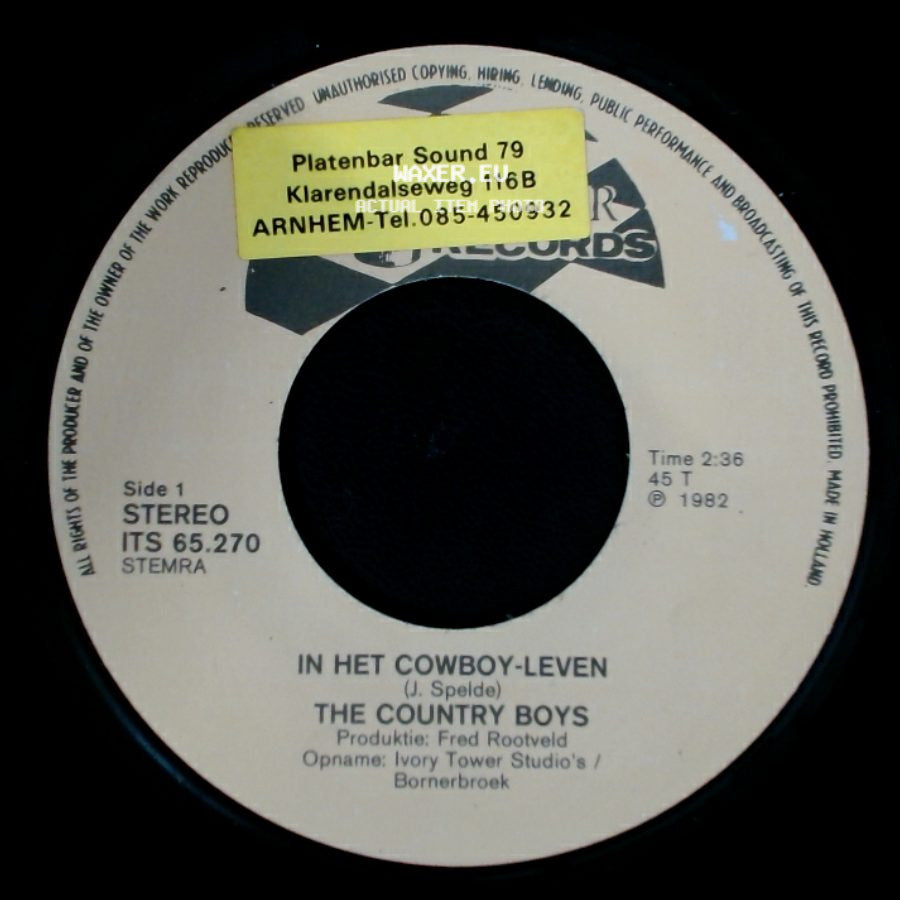 The Country Boys - In Het Cowboy-Leven / Het Stamcafétje side A