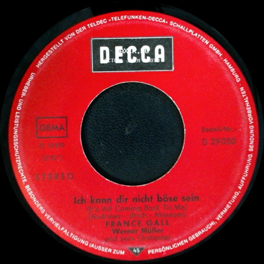 France Gall - Dann Schon Eher Der Pianoplayer / Ich Kann Dir Nicht Böse Sein (It's All Coming Back To Me) side B