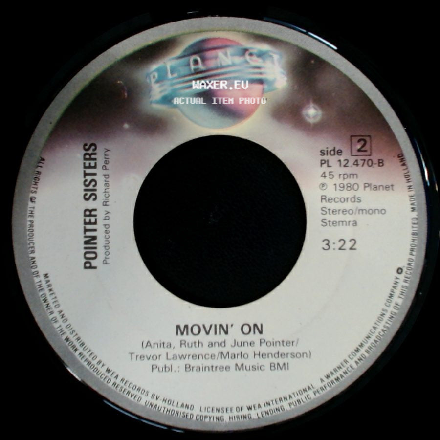 Pointer Sisters - He's So Shy / Movin' On side B
