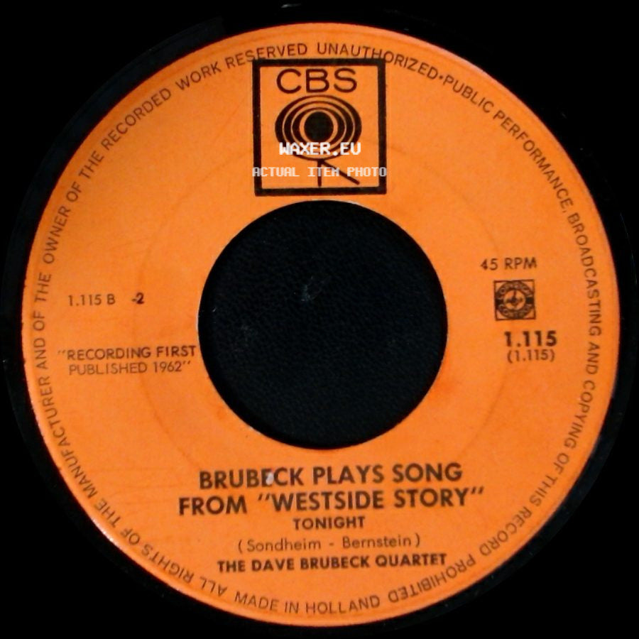 The Dave Brubeck Quartet - Brubeck Plays Song From "Westside Story" Tonight / Brubeck Plays Song From "Westside Story" Maria side A