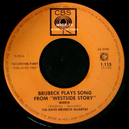 The Dave Brubeck Quartet - Brubeck Plays Song From "Westside Story" Tonight / Brubeck Plays Song From "Westside Story" Maria side B