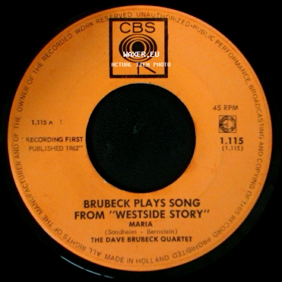 The Dave Brubeck Quartet - Brubeck Plays Song From "Westside Story" Tonight / Brubeck Plays Song From "Westside Story" Maria side B