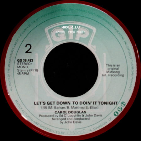 Carol Douglas - Burnin' / Let's Get Down To Doin' It Tonight side B
