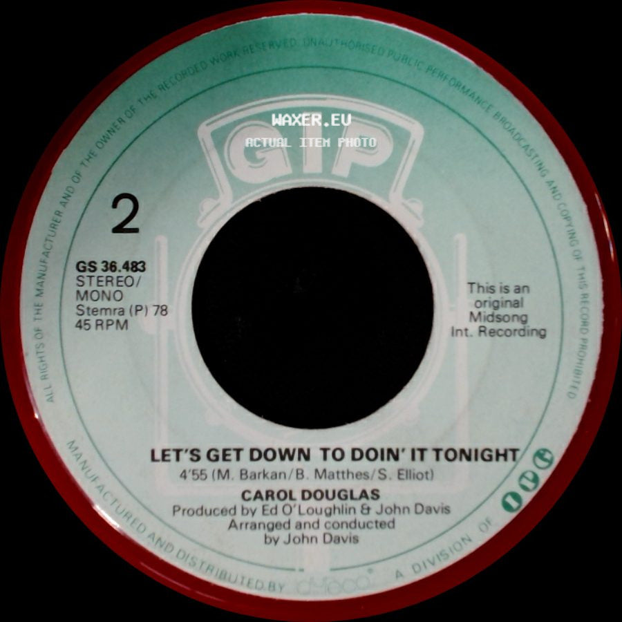 Carol Douglas - Burnin' / Let's Get Down To Doin' It Tonight side B