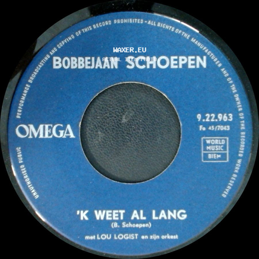 Bobbejaan Schoepen - 'k Weet Al Lang / Cafe Zonder Bier side A