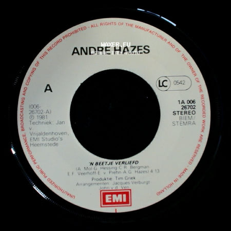 Andre Hazes - Mijn Concurrent / 'n Beetje Verliefd side B