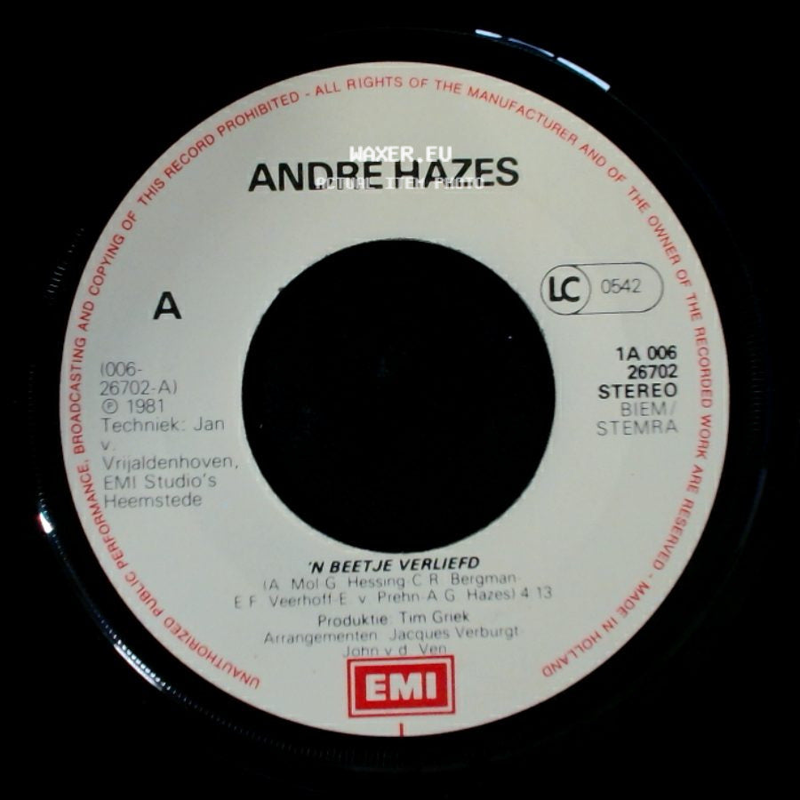 Andre Hazes - Mijn Concurrent / 'n Beetje Verliefd side B