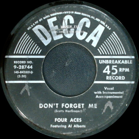 Four Aces Featuring Al Alberts - False Love / Don't Forget Me side B