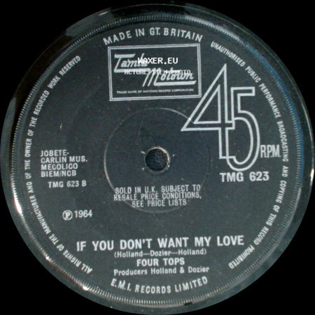 Four Tops - You Keep Running Away / If You Don't Want My Love side B