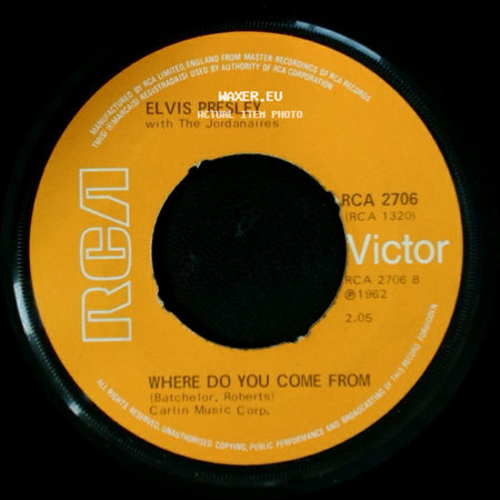 Elvis Presley With The Jordanaires - Return To Sender / Where Do You Come From side B