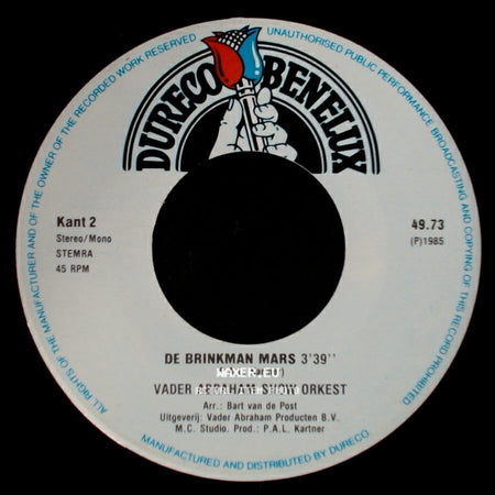 Vader Abraham Show Orkest / Vader Abraham - De Brinkman Mars / Brinkman Minister Brinkman side A