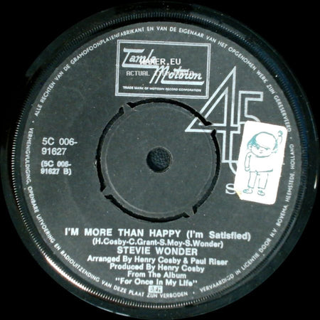 Stevie Wonder - I'm More Than Happy (I'm Satisfied) / Signed, Sealed, Delivered I'm Yours side A