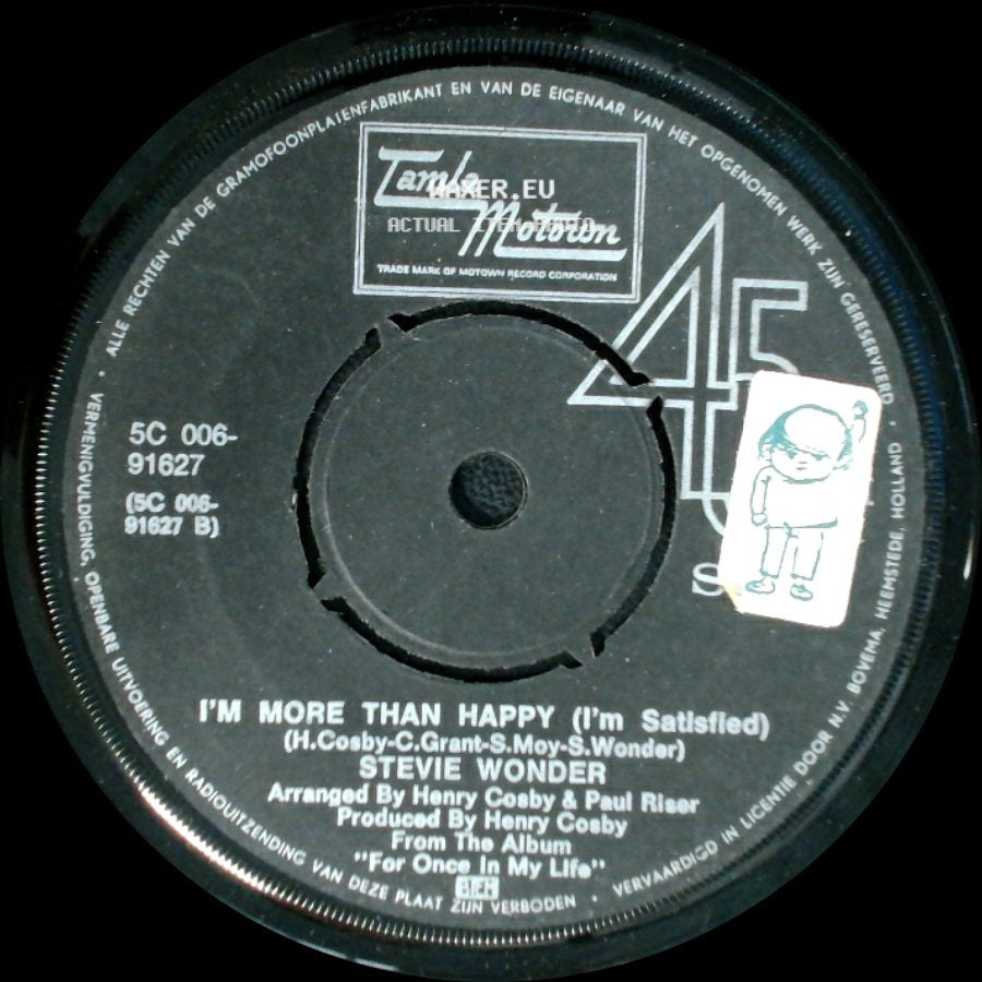 Stevie Wonder - I'm More Than Happy (I'm Satisfied) / Signed, Sealed, Delivered I'm Yours side A