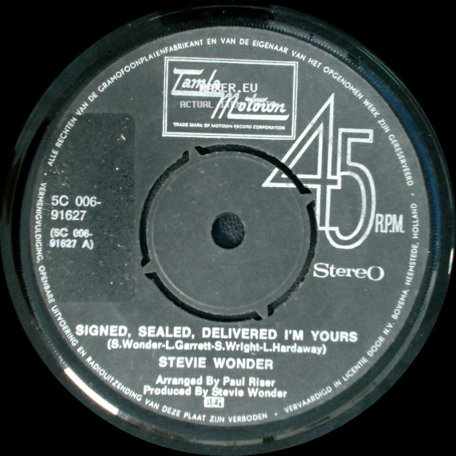 Stevie Wonder - I'm More Than Happy (I'm Satisfied) / Signed, Sealed, Delivered I'm Yours side B