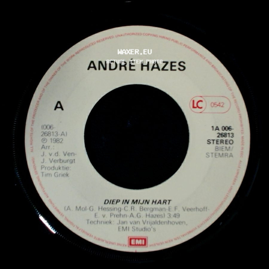 André Hazes - Diep In Mijn Hart / Als Het Zomer Wordt side A