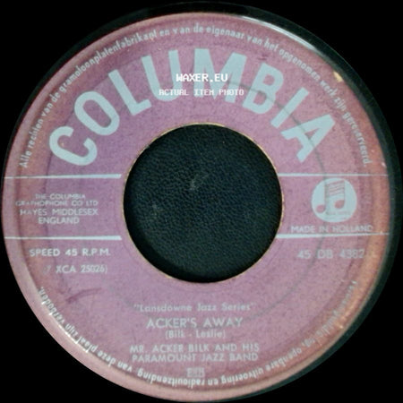 Mr. Acker Bilk And His Paramount Jazz Band - Summer Set / Acker's Away side B