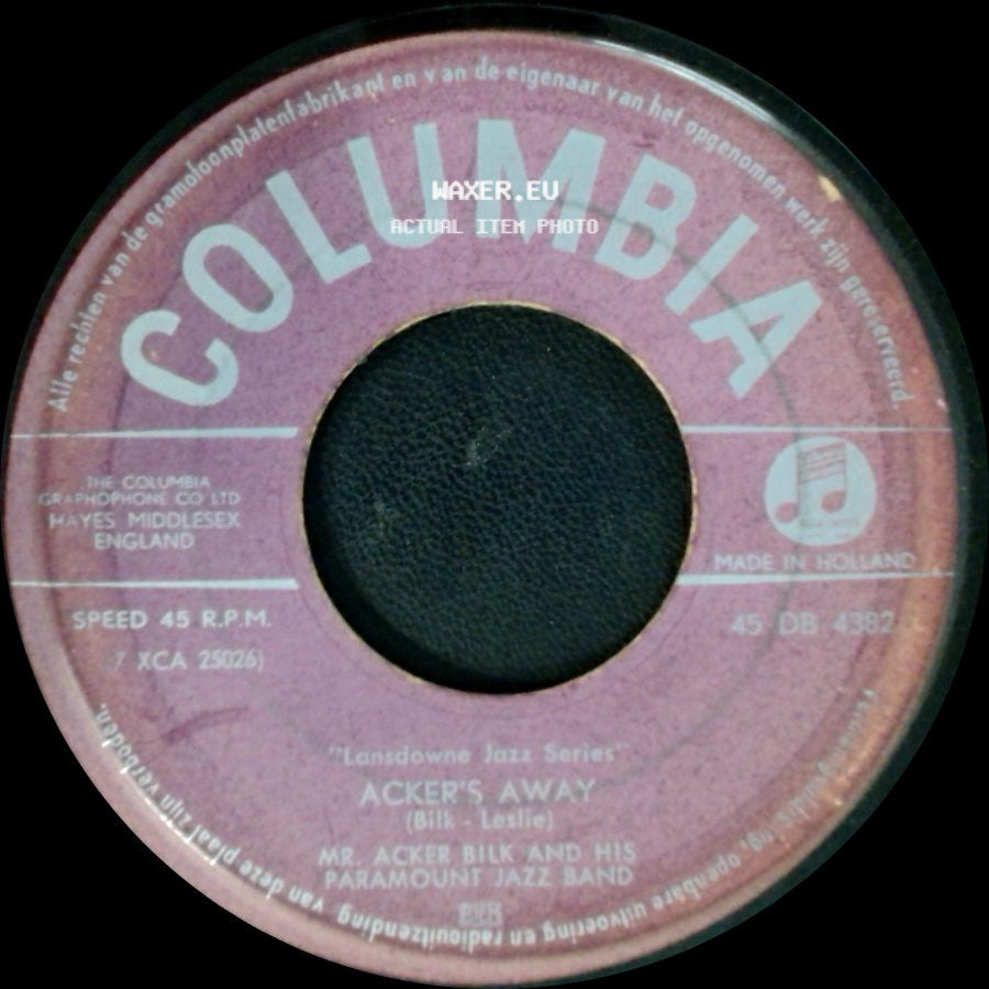 Mr. Acker Bilk And His Paramount Jazz Band - Summer Set / Acker's Away side B