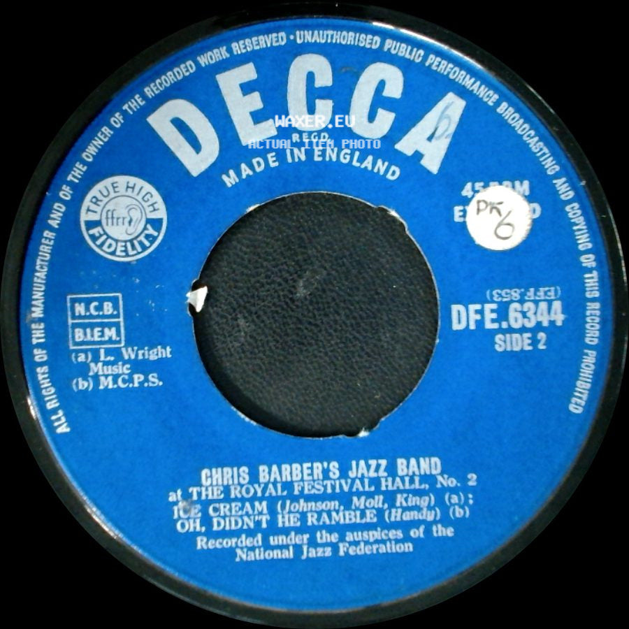 Chris Barber's Jazz Band - Storyville Blues / It's Tight Like That / Ice Cream / Oh, Didn't He Ramble side B
