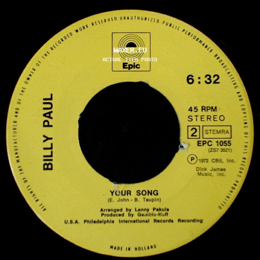Billy Paul - Me And Mrs. Jones / Your Song side B