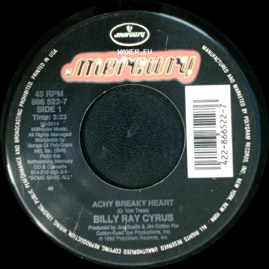 Billy Ray Cyrus - Achy Breaky Heart / Wher'm I Gonna Live? side A