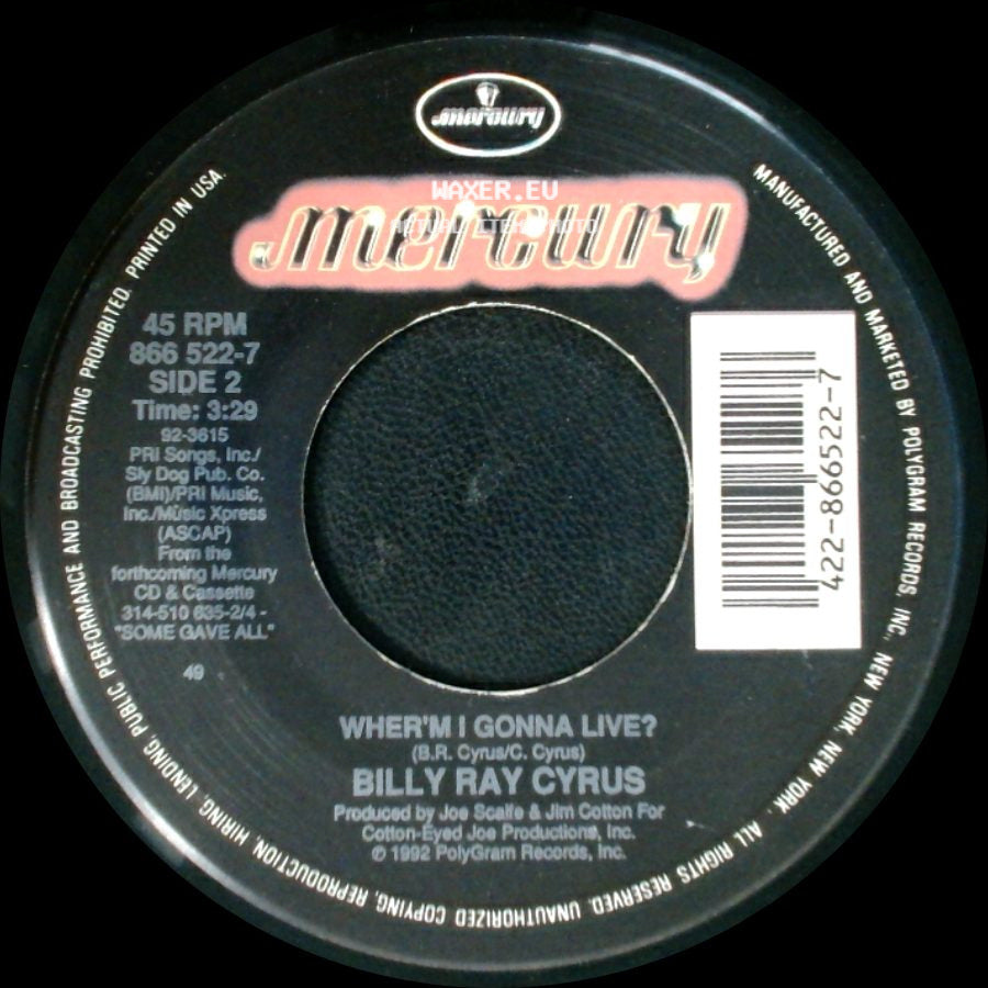 Billy Ray Cyrus - Achy Breaky Heart / Wher'm I Gonna Live? side B
