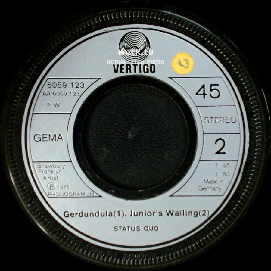Status Quo - Gerdundula(1). Junior's Wailing(2) / Roll Over Lay Down side A